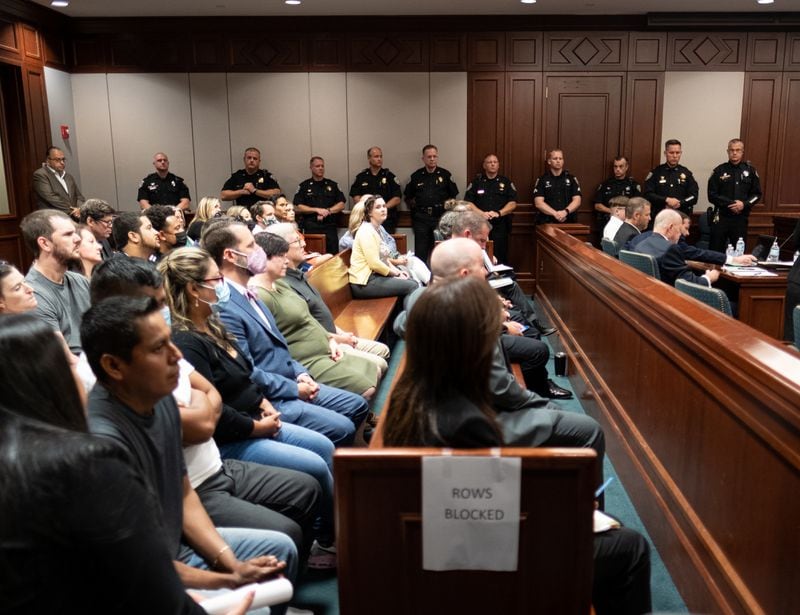 There was a heavy police presence during Tuesday's plea hearing.