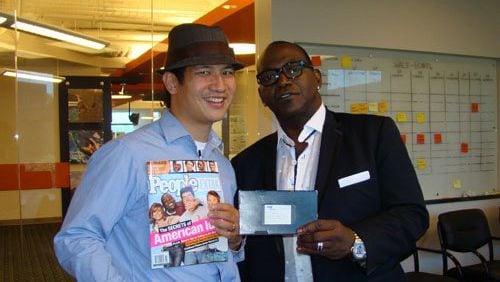 Randy Jackson stopped by the AJC in 2012. He held a VHS tape of an original "Idol" episode from 2002.