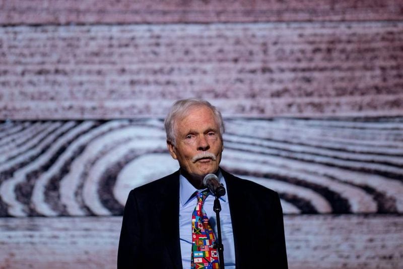 Ted Turner sings while on stage during his 80th birthday party at the St. Regis Atlanta hotel on Saturday, Nov. 17, 2018. He turns 80 on Monday, Nov. 19.