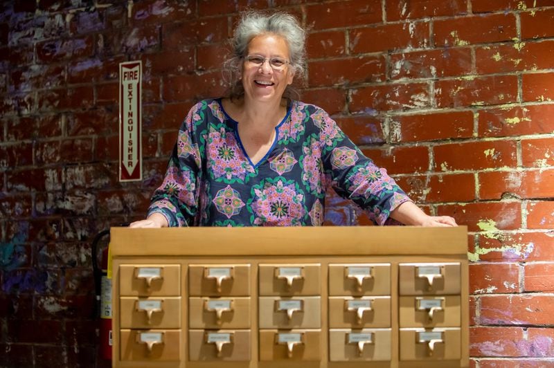 Katerie Gladdys' installation, called “Seed Cabinet," uses a former library card catalog. Photo: Bita Honarvar