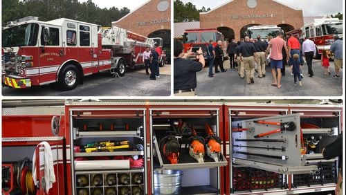 The Johns Creek Fire Department unveiled a new $1.25 million truck on Thursday that is equipped with a 100-foot ladder.