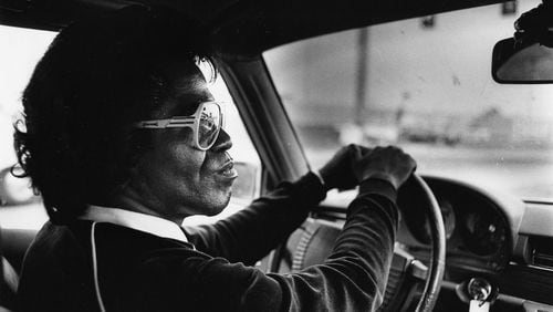 After a meal of fried chicken in his office, James Brown drove Bill King and photographer W.A. Bridges Jr. around Augusta in October 1980. W.A. BRIDGES JR. / AJC FILE PHOTO