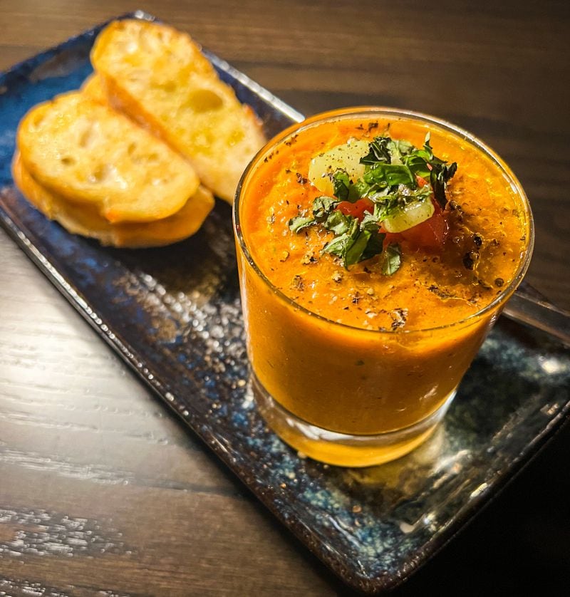 The Andalusian gazpacho at Silla del Toro had a thick, velvety texture and a richness that balanced the zippy acid of the uncooked tomatoes. Henri Hollis/henri.hollis@ajc.com
