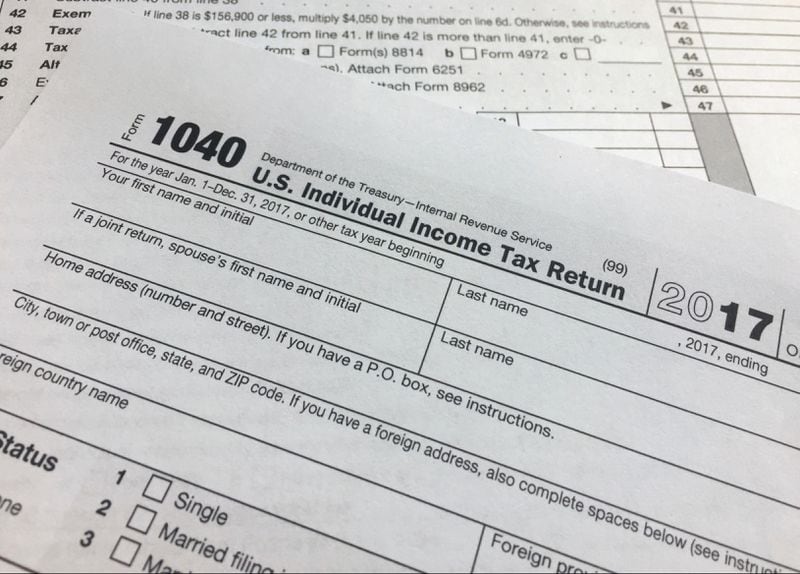 An IRS 1040 form, U.S. Individual Income Tax Return