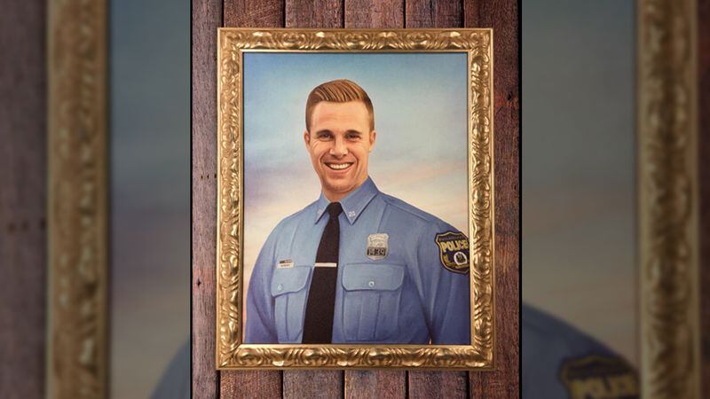 Jonny Castro painted this portrait of Police Officer Frank Seibert IV, an officer with the Philadelphia Police Department.