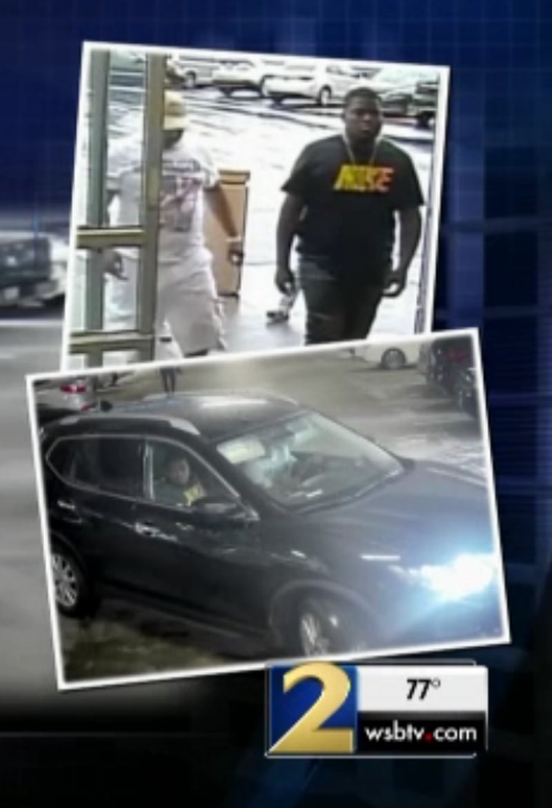 Two men accused of breaking into cars at the Georgia Aquarium were seen driving off in a Nissan Rogue. (Photo: Channel 2 Action News)