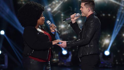 AMERICAN IDOL: Top 6: L-R: Contestants La'Porsha Renae and Trent Harmon perform on AMERICAN IDOL airing Thursday, March 10 (8:00-10:00 PM ET/PT) on FOX. © 2016 FOX Broadcasting Co. Cr: Ray Mickshaw/ FOX. This image is embargoed until Thursday, March 10,10:00PM PT / 1:00AM ET