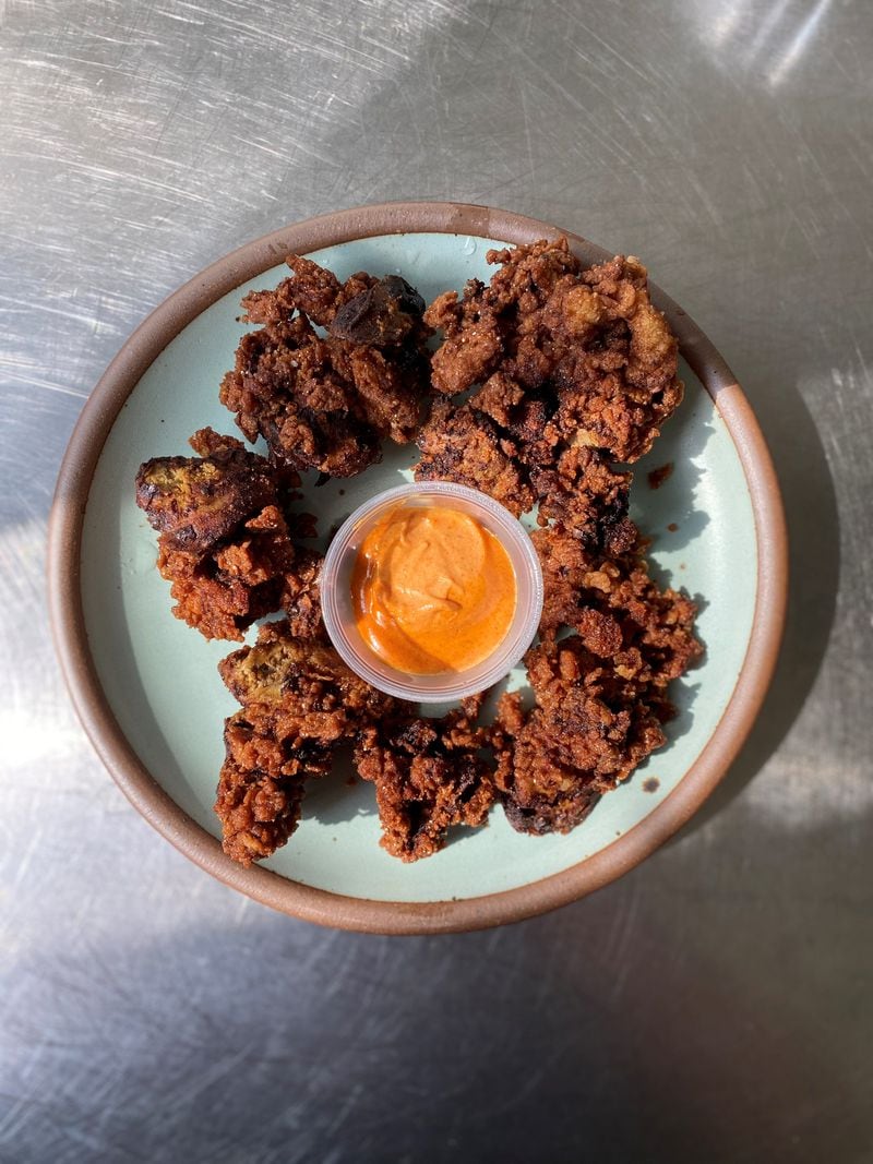 Chicken livers with spicy smoked-paprika aioli are always on the menu at Hot Betty’s Breakfast Bar in Tucker. Wendell Brock for The Atlanta Journal-Constitution