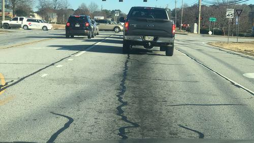 A reader hopes this busy stretch of Ga. Highway 85 will soon be repaved. Contributed.