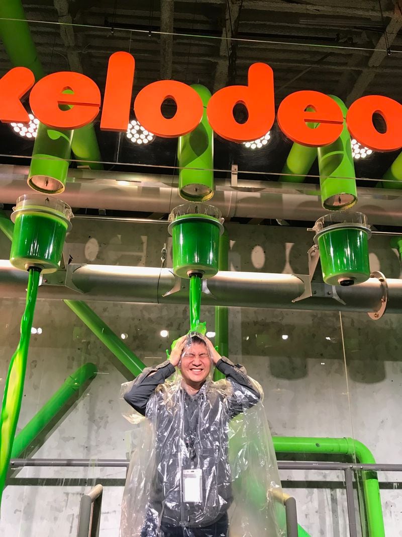 I got slimed - with a required poncho on. So it wasn't quite the same as what Nickelodeon actors and guests get. But then again, this is supposed to be family friendly, not torture!