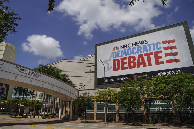 The Adrienne Arsht Center for the Performing Arts is seen where the first NBC Democratic presidential primary debates for the 2020 elections will take place, June 25, 2019 in Miami, Florida. Twenty candidates will participate in two groups June 26 and 27. NBC News, MSNBC and Telemundo are hosting the debates.  