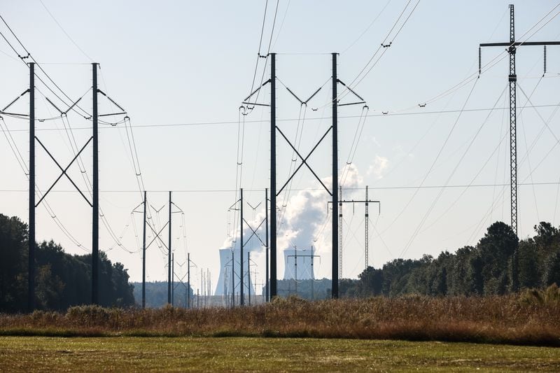Cooling tower Units 1 and 2 of Plant Vogtle in Burke County near Waynesboro are seen on Friday, October 14, 2022. (Arvin Temkar / arvin.temkar@ajc.com)