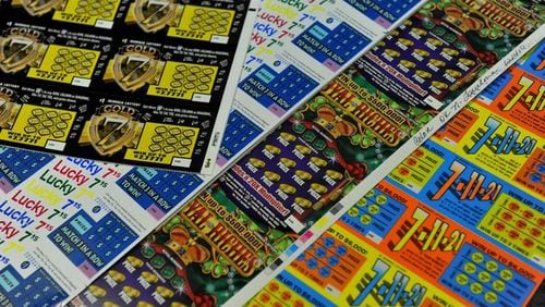 Scratch-off lottery tickets at Scientific Games in Alpharetta. PHOTO: Brant Sanderlin / bsanderlin@ajc.com