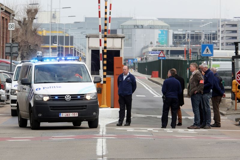 BRUSSELS, BELGIUM - MARCH 22: Police vehicles leave Zaventem Bruxelles International Airport after a terrorist attack on March 22, 2016 in Brussels, Belgium. At least 34 people are thought to have been killed after Brussels airport and a Metro station were targeted by explosions. The attacks come just days after a key suspect in the Paris attacks, Salah Abdeslam, was captured in Brussels(Photo by Sylvain Lefevre/Getty Images)