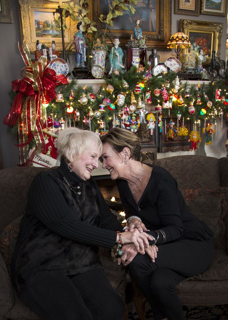 Sisters Ann "Auntie" Sanford, left, and Sara Munroe, both of Dallas, at Munroe's home in Dallas on December 4, 2018. Munroe teared up when she recalled the day when she was caught driving in a snowstorm and feared that she might not make it to her sister's house in time for Christmas Eve. In 75 years, the two have never missed spending Christmas Eve together. (Carly Geraci/Dallas Morning News/TNS)