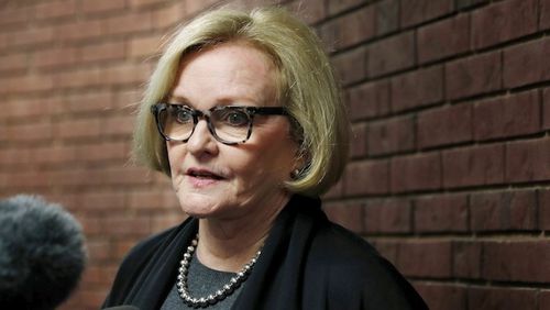 HOLD FOR STORY BY SUMMER BALLENTINE - FILE - In this April 12, 2017, file photo, U.S. Sen. Claire McCaskill, D-Mo., speaks to the media following a town hall meeting in Hillsboro, Mo. McCaskill is pushing to gain traction in rural, pro-Trump strongholds as she gears up for a 2018 re-election campaign that national Republicans are saying they believe they can win.  (AP Photo/Jeff Roberson, File)