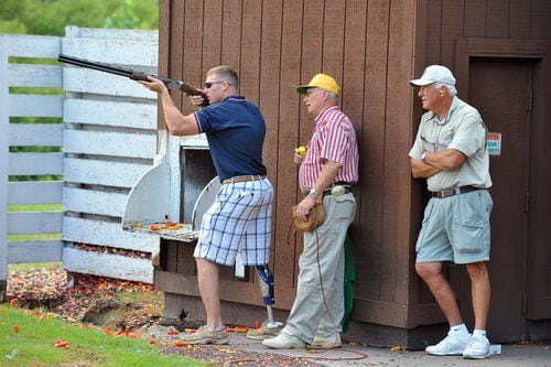 War veterans paired with celebrities for skeet shooting