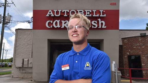 Jackson Sentell, 18, is the youngest store manager in the Autobell Car Wash chain. There’s an emerging trend for teens to skip college and go right to work or technical school or just keep working at the job they’ve had, but even more diligently, once they graduate. Sentell has been awarded his own Autobell car wash in Lawrenceville. HYOSUB SHIN / HSHIN@AJC.COM
