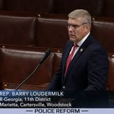 Screenshot of C-SPAN feed as U.S. Rep. Barry Loudermilk, R-Cassville, spoke on the House floor during a debate in 2020.