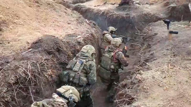 FILE - In this image released by the Russian Defense Ministry on March 19, 2024, Russian soldiers participate in a military exercise somewhere in the Russian-controlled Donetsk region in eastern Ukraine. (Russian Defense Ministry Press Service via AP, File)