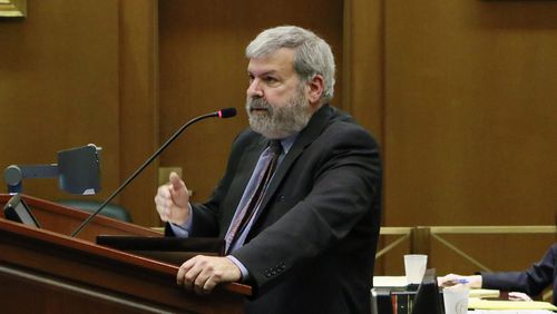 Jan. 23, 2017 - Atlanta -  Don Samuel argues before the Supreme Court in the abortion case.  At far right, is Dep. Solicitor General Sarah Warren, who argued for the state.  The Georgia Supreme court heard two cases this morning.  In the first case the court heard arguments in the appeal of a Fulton court ruling involving the state's tax credit scholarship program. The $58 million, K-12 program expends public dollars that in some cases and in a circuitous fashion, fund religious schools.  The second case was an abortion case in which the state asserts Georgia's laws are immune from constitutional challenge.   BOB ANDRES  /BANDRES@AJC.COM