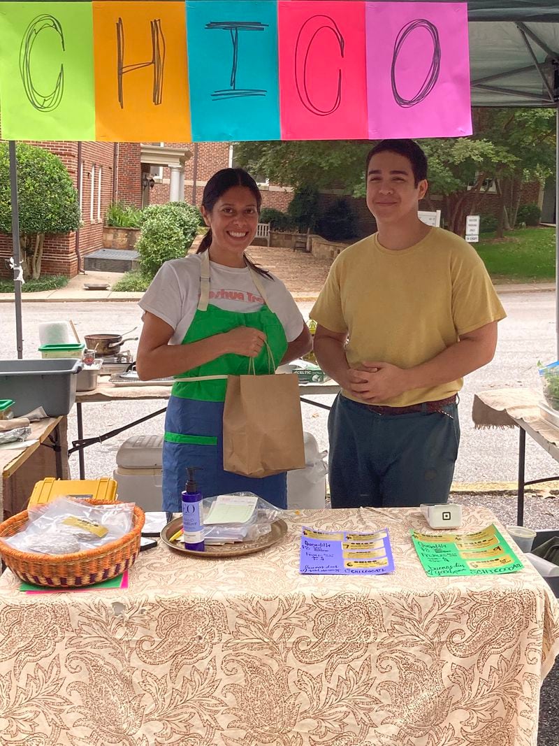 The Saturday morning Morningside Farmers Market regularly offers chef-made meals like frijoles, tacos and tamales from Chico’s Maricela Vega. (Courtesy of Aubrey Cyphert)
