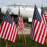 26,000 Flags have been placed throughout the garden at the National Museum of the Mighty 8th Air Force to honor those who died during WWII.