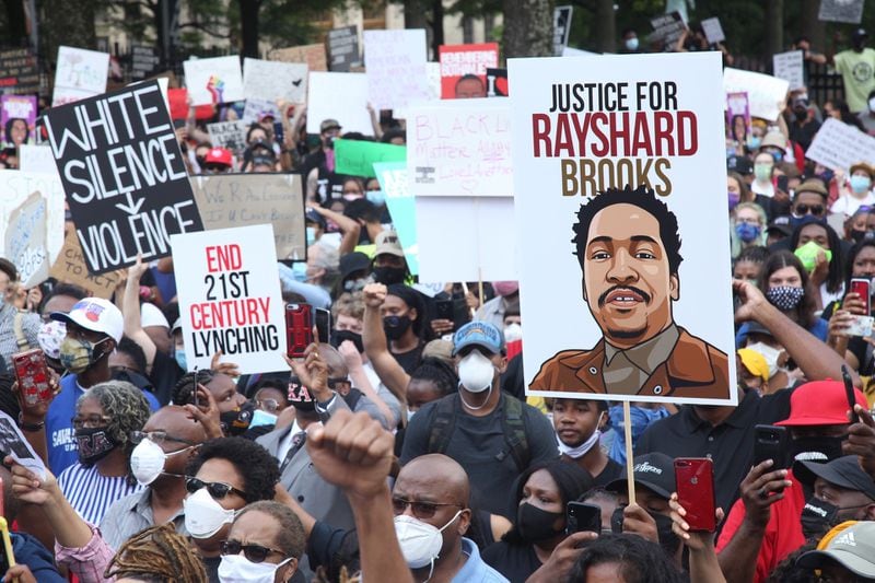 A protest in Atlanta after Rayshard Brooks was killed by an Atlanta police officer in June, just days after the George Floyd funeral.