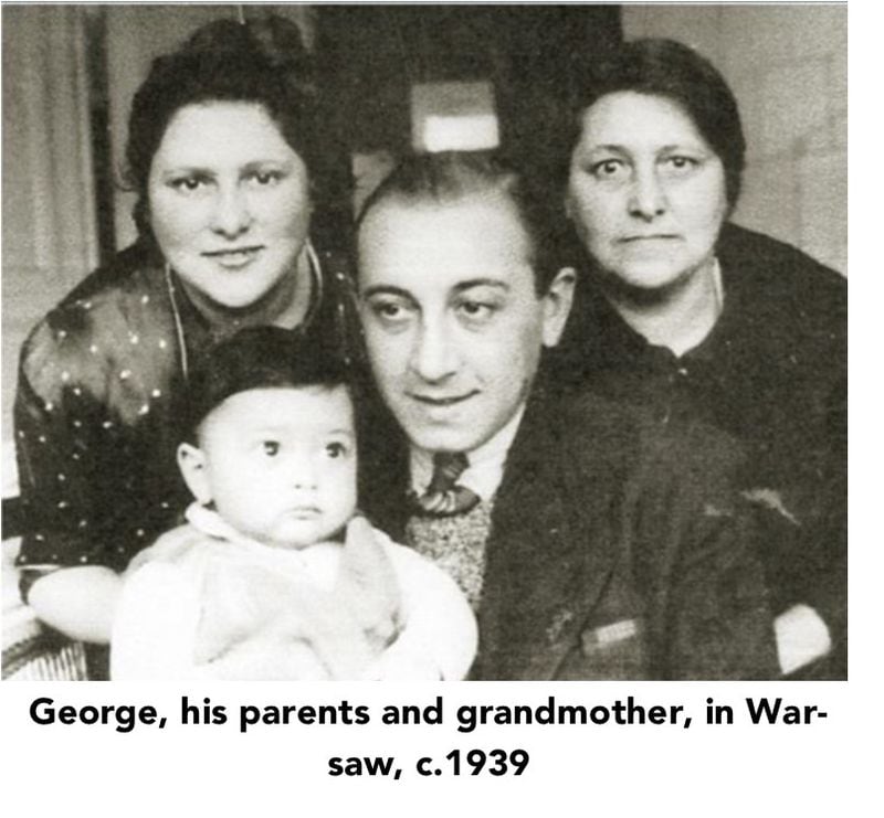 George Rishfeld with his parents and grandmother in Warsaw in 1939.