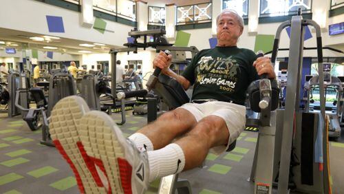 Ted Hart exercises at the Frisco Lakes Village Center in Frisco, TX, on Aug. 28, 2017. (Jason Janik/Dallas Morning News/TNS)