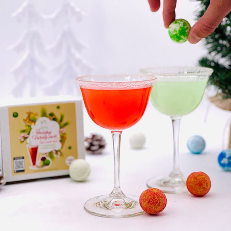 Nonalcoholic Cocktail Bombs are a fun way to add fizz to holiday drinks. Courtesy of Cocktail Bombs