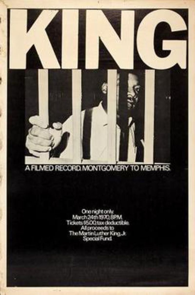 The original movie poster for the 1970 theatrical showing of “King: A Filmed Record … Montgomery To Memphis.”