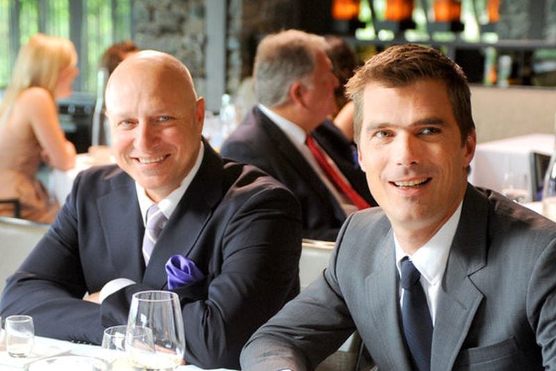 Tom Collicchio with Hugh Acheson during an episode of "Top Chef."