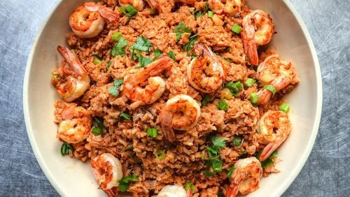 Red Rice with Butter Fried Shrimp and Herbs STYLING BY WENDELL BROCK. CONTRIBUTED BY CHRIS HUNT