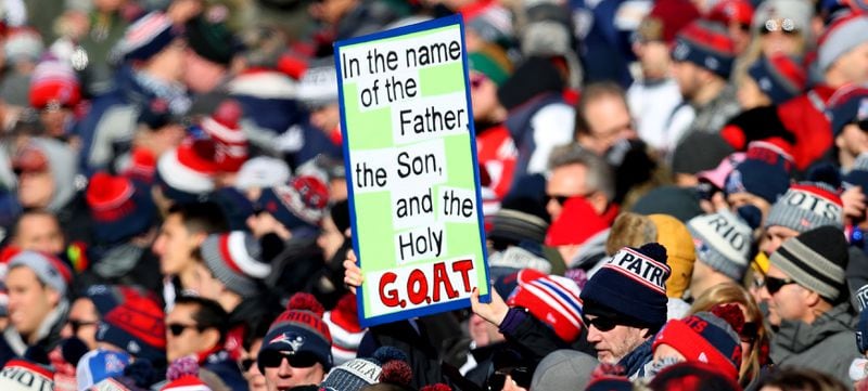 Pats fans make no secret of their reverence for their team and their quarterback, Tom Brady, the Greatest Of All Time in some eyes.