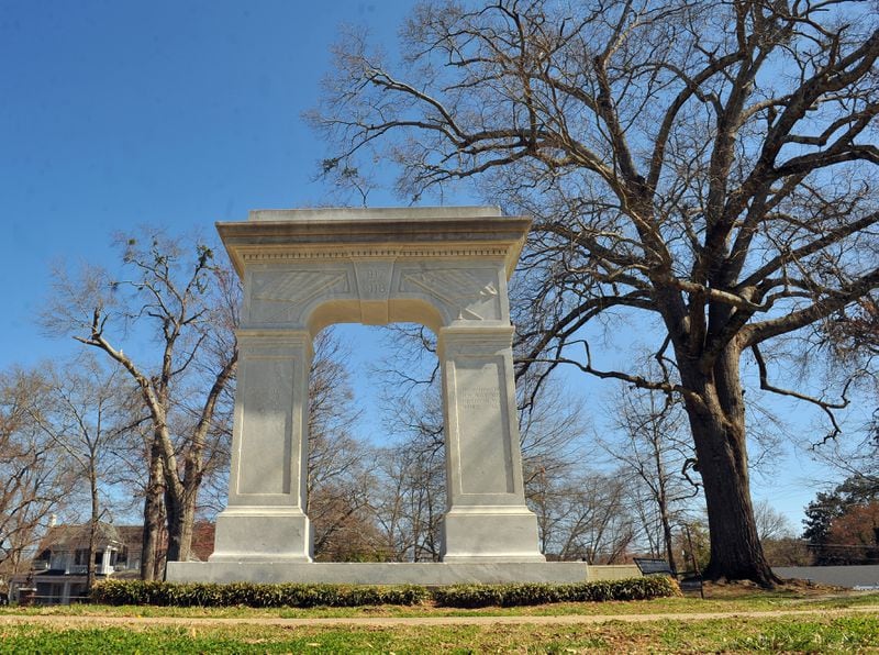 Canton, GA:  War Memorial Arch in Canton's Brown Park was dedicated on April 26, 1923. Brant Sanderlin bsanderlin@ajc.com