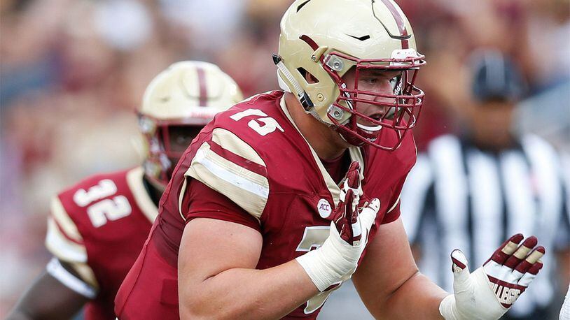 Falcons use 14th overall pick in 2019 NFL Draft on Chris Lindstrom, a guard at Boston College.