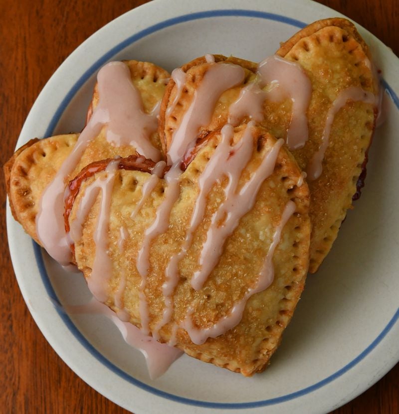 Strawberry Turnovers, from a recipe by Leah Parris, owner of vegan bakery Flour + Time, are a nice way to show your love for Mom, even when it's not Mother's Day. (Styling by Leah Parris / Chris Hunt for the AJC)