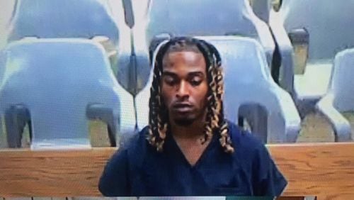 Bryan Rhoden was denied bond during an appearance at a virtual bond hearing from the Cobb County Adult Detention Center. Pool photo: Ciara Cummings, CBS46.
