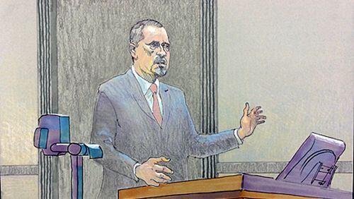 Former Murray County Chief Magistrate Judge Bryant L. Cochran declines the opportunity to address court during his sentencing on July 8, 2015. (RICHARD MILLER/ILLUSTRATION, CHANNEL 2 ACTION NEWS)