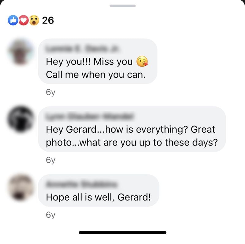 Friends of Gerard's found him increasingly difficult to get in touch with and messages on his Facebook posts from 2017 refer to not having seen him for some time. (Facebook)