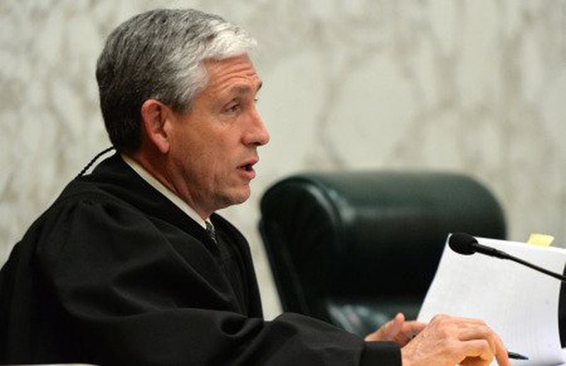 Justice David Nahmias was among those who asked questions about drug distribution at a a Georgia Supreme Court hearing on Tuesday, March 19, 2019. (HYOSUB SHIN / HSHIN@AJC.COM)