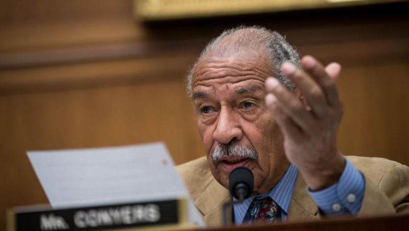 Rep. John Conyers (D-MI) questions witnesses during a House Judiciary Committee hearing concerning the oversight of the U.S. refugee admissions program, on Capitol Hill, October 26, 2017 in Washington, DC. The Trump administration is expected to set the fiscal year 2018 refugee ceiling at 45,000, down from the previous ceiling at 50,000. It would be the lowest refugee ceiling since Congress passed the Refugee Act of 1980. (Photo by Drew Angerer/Getty Images)