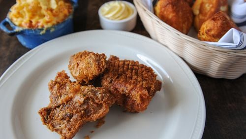 Revival fried chicken, mac n' cheese and the Gillespie family iron skillet corn bread. (Becky Stein Photography)