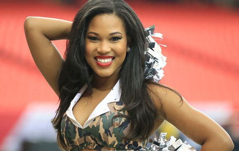 Aleria has been a member of the Falcons cheer squad for three seasons. (Curtis Compton / www.ajc.com)