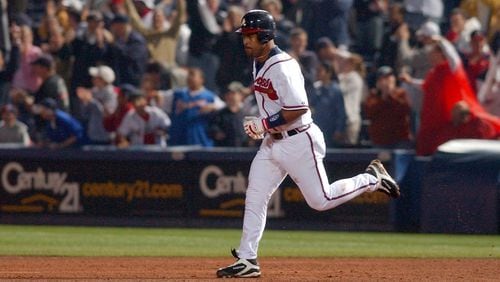 Raul Mondesi hit .211 for the Braves in 2005 and was released after 41 games. (AP photo/Erik S. Lesser)