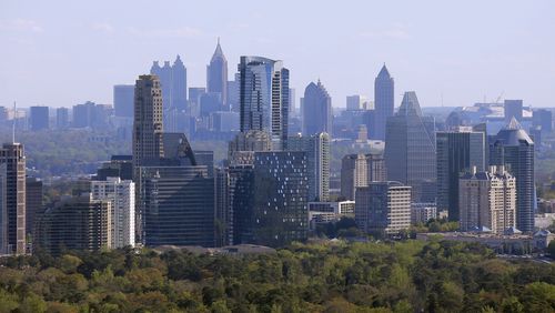 Atlanta - Aerial view of Buckhead Skyline.  The downtown skyline is visible in the background.  Aerial photos shot March 31, 2017.   BOB ANDRES  /BANDRES@AJC.COM