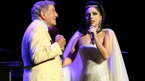 MONTREAL, CANADA - JULY 01: In this handout image provided by Patrick Beaudry,Tony Bennett and Lady Gaga jazzed it up at the Montreal Jazz Festival on July 1, 2014 in Montreal, Canada. Gaga surprised the crowd by joining Bennett on stage for a few numbers. The two are collaborating on a jazz album to be out later this year. (Photo by Patrick Beaudry via Getty Images) In this handout image provided by Patrick Beaudry,Tony Bennett and Lady Gaga jazzed it up at the Montreal Jazz Festival on July 1, 2014 in Montreal, Canada. (Photo by Patrick Beaudry via Getty Images)