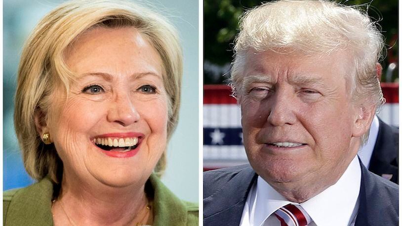Democratic presidential candidate Hillary Clinton, left, and Republican presidential candidate Donal Trump in these 2016 file photos. Young people across racial and ethnic lines are more likely to say they trust Hillary Clinton than Donald Trump to handle instances of police violence against African-Americans. But young whites are more likely to say they trust Trump to handle violence committed against the police.   (AP Photo)