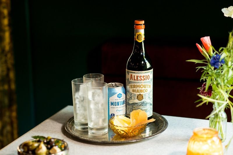 Alessio from the bottle service menu, served on the rocks with seltzer, lemon, and grapefruit peel. Photo credit- Mia Yakel.